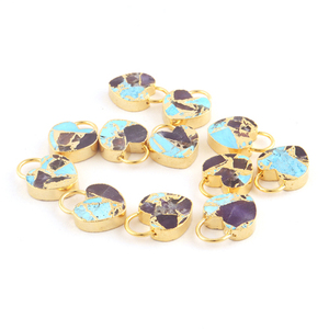 Pendentif à serrure en forme de cœur, personnalisé, en cuivre, turquoise, plaqué or, pour la fabrication de bijoux, outil de fourniture de breloques diy - Product Image 5
