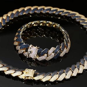 Collar de eslabones cubanos de Miami de dos tonos de 20mm con VVS1, piedra principal de moissanita de plata esterlina helada, regalo para él - Product Image 6