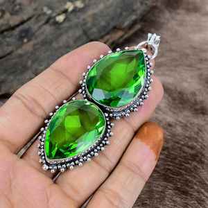 Pendentif en alliage de cuivre fait main avec péridot, certifié IGI, design unique, bijoux en pierres précieuses, cadeau élégant pour femmes - Product Image 2