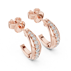 Pendientes de Diamantes Redondos de Oro Rosa de 14K para Mujer, Joyería de Fiesta, Regalo de Aniversario Nupcial Certificado de Lujo, Elegante y Fino - Product Image 6
