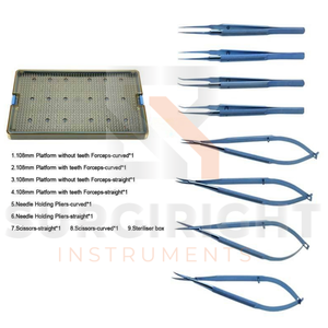 Juego de Instrumentos Quirúrgicos Oftálmicos de Aleación de Titanio Manual SurgiRight, Portaagujas Reutilizable, Tijeras, Pinzas - Product Image 4