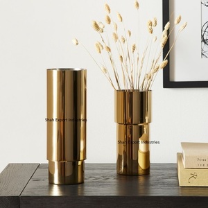 Florero de Latón Chapado en Oro y Plata Brillante para Decoración de Flores Frescas en Mesa de Hogar y Oficina - Product Image 6