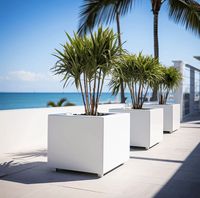 Jardinière d'extérieur personnalisée, mignonne, luxueuse, contemporaine, en aluminium, carrée, grande, écologique, avec trou de drainage, revêtement PE