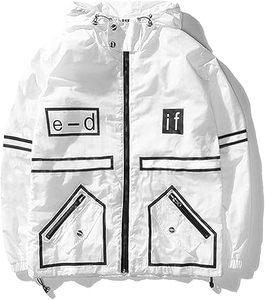 Chaqueta Cortavientos Personalizada para Hombre, 100% Nailon, Estilo Urbano con Parches, Ropa Deportiva para Gimnasio, Chándal Largo - Product Image 4