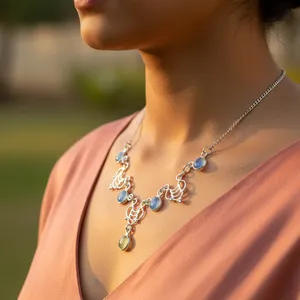 Collar de Moda de Plata 925 con Gema de Calcedonia para Mujer - Product Image 3