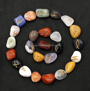 Juego de runas caídas de múltiples piedras naturales de 25 piezas de la mejor calidad, cristales curativos de ágata tallada, artesanías de piedra semipreciosa grabadas - Product Image 4