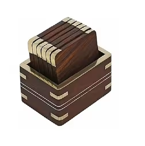 Posavasos de madera cuadrado redondo personalizado de diseño moderno Posavasos rústico de nogal de haya para bebidas disponibles a precios asequibles - Product Image 2