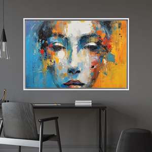 Tableau mural sur toile avec visage d'une femme abstraite - Impression audacieuse et moderne pour la décoration de la maison, 1P : encadré blanc - Product Image 1