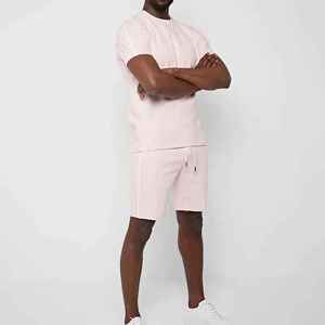 Conjunto de camiseta y pantalones cortos de secado rápido de peso pesado personalizado para hombre, elementos esenciales de verano transpirables - Product Image 3