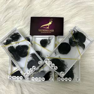 Fournisseur de premier plan Extensions de cils faites à la main Mega Volume Naturel Longueurs variées en éventail 10D-20D Cheveux synthétiques Boucles CC/DD/LD/M/L Noir Mat - Product Image 5