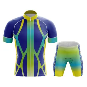 Abbigliamento estivo a manica corta uniforme da ciclismo personalizzata OEM/ODM maglia da ciclismo con cuciture a asciugatura rapida e pantaloncini Set