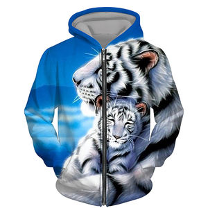 Streetwear 3d Tigre Imprimé Sweat À Capuche Sport Manteau Pull Mode À Manches Longues Surdimensionné À Capuche Veste Zip Hommes Hoodies - Product Image 2