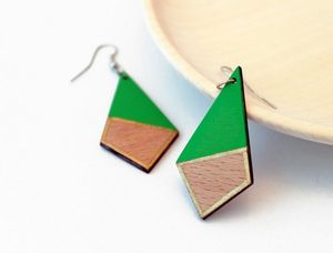 COLORFUL STRIKING WARMTH DANGLES <b>Gold</b> Foil Black White Resin Heart Shape Earrings Square Round Geometric <b>Wooden</b> Resin Drop - Product Image 6