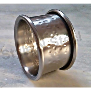 SS <b>Hammered</b> Napkin Ring with RD Edge Stylish Tissue - Product Image 1