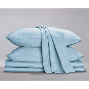 Ensemble de draps plissés en coton satiné bio King Size, 4 pièces, literie unie écologique - Product Image 3
