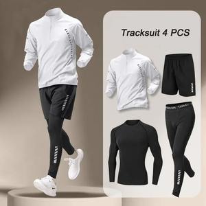 Ensemble de survêtement d'hiver pour homme 2025, veste en polaire imprimée à séchage rapide, 1 à 4 pièces, ensembles de sport pour la course à pied en plein air, pantalon de jogging, entraînement - Product Image 3