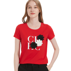 Vente en gros de t-shirts pour femmes, impression personnalisée de lettres, t-shirts à manches courtes, t-shirts décontractés pour femmes, t-shirts en coton tendance pour femmes - Product Image 2