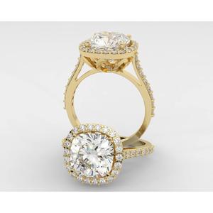 Anillo de Diamantes Premium de 4.00 Quilates, Corte Cojín, Color e Integridad SI IJ, en Oro Rosa/Amarillo/Blanco de 14K, Colección UBSL2 - Product Image 2