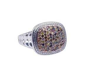 Anillo de cóctel de miligrano de diamante multicolor Natural de plata 925 0,91 Cts clásico para regalo de fiesta de aniversario de compromiso de boda - Product Image 2