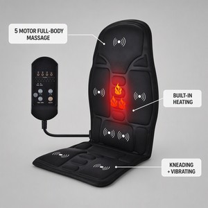 <span class=keywords><strong>Cojín</strong></span> <span class=keywords><strong>Masajeador</strong></span> Eléctrico Portátil de Vibración para Cuerpo Completo con Calefacción para Asiento de Coche Silla de Espalda y Cuello para Uso en Auto y Hogar - Product Image 4