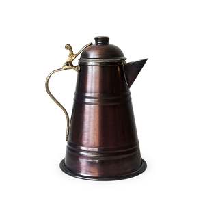 Pot à lait en cuivre Anatolia Kervan OXIDE, bol à lait avec couvercle et poignée, authentique bol de service décoratif pour boissons - Product Image 1