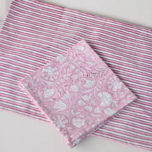 Pink Dining Table <b>Placemats</b> Set With Napkins Stripe Two colour Available - Product Image 1