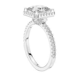Bague de fiançailles en diamant de laboratoire taille princesse 2,93 carats, clarté VVS-VS EF, or 18 carats, 14 carats, 10 carats et argent 925, rose, jaune, blanc - Product Image 5