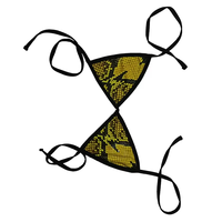 Ensemble de lingerie sexy pour femmes en 2 pièces Décoration en cristal Bretelles souples et flexibles Micro soutien-gorge Grande taille Imprimé animal Respirant Dos nu