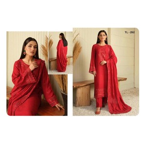 หนังแท้คุณภาพสูงสีพีช shalwar kameez winterwear คอลเลกชันทนทาน4ฤดูพร้อมผ้าคลุมไหล่ในราคาขายส่งสำหรับผู้หญิง - Product Image 1