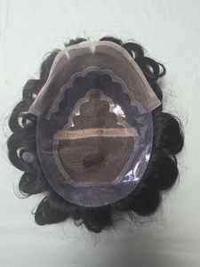 Peluca de Cabello Humano con Frente de Encaje para Hombres, con Ondas Naturales y Estilos Rizados, Parches de Cabello Indio Suave - Product Image 6