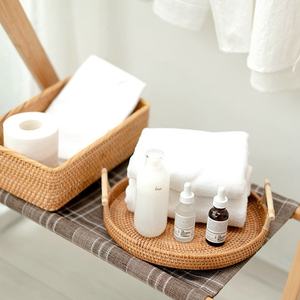 Plateau de service de stockage à un niveau en rotin tissé de couleur personnalisée avec poignées pour cuisine salle de bain ou salon vaisselle - Product Image 4