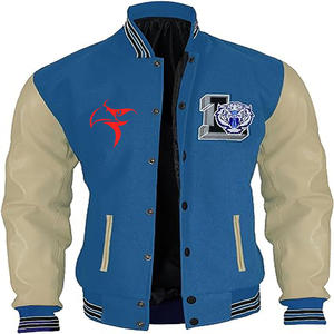 Vestes Letterman Varsity décontractées pour hommes-Veste de baseball d'hiver côtelée avec broderie en chenille Veste universitaire en cuir de grande taille - Product Image 5