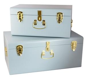 Handcrafted Galvanized <b>Metal</b> <b>Storage</b> <b>Trunk</b> Customizable Rectangle Clothing Organizer - Product Image 5