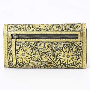 Cartera de piel auténtica Bohemia Occidental con decoración de borlas, la mejor cartera triple de piel a mano al mejor precio - Product Image 3