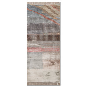 พรมแมนชาฮ่าสีน้ำเงินลายดอกไม้แบบนามธรรมทันสมัย ทำด้วยมือจากขนสัตว์ ไหมไผ่ และปอกระเจา กันลื่น ซักได้ เหมาะสำหรับบ้านและรถยนต์ สำหรับวัยรุ่น-Les-2948 - Product Image 1