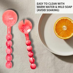 Juego de Cuchara y Tenedor para Ensalada de Resina de Lujo, Cubertería Moderna para Fiestas, Mango Largo, No Tóxico, para Uso en el Hogar y Restaurantes, Ecológico - Product Image 6