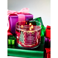 Bougie parfumée de cire de soja de Noël dans un bocal en verre bougie aromatique de vacances avec 3 mèches pour la décoration de la maison cadeau décor de fête festive