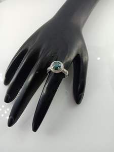 Directo de fábrica 1,48 Ct redondo azul blanco diamante Natural Halo anillo de compromiso 10K oro blanco de moda para fiesta de boda o regalo - Product Image 4