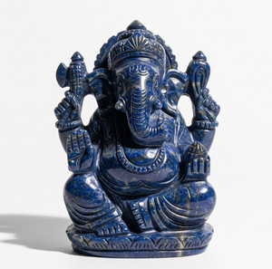 ของขวัญทางธุรกิจแกะสลักด้วยมือรูปปั้นพระพิฆเนศลาพิส Lazuli หัตถกรรมอัญมณีกึ่งมีค่าแกะสลักทำจากคริสตัลบำบัดอินเดีย - Product Image 3