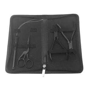 Micro <b>Bead</b> Stainless Steel Black Hair Extension <b>Kit</b> with Pliers & Scissor Customizable Size OEM/ODM Available - Product Image 4
