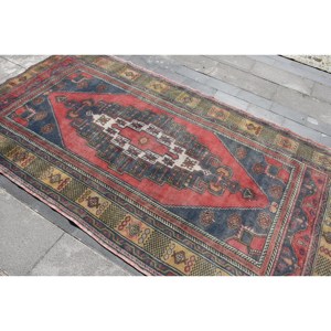 Traditional Turkish Rug <b>Red</b> Black Kilim Style 4.8x8.4ft Large Area Patchwork Pattern <b>Wool</b> 10mm Latex Rectangle Dining Room Eco - Product Image 4