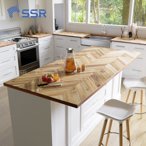 Encimera de bloque de carnicero de madera de Acacia Chevron sin terminar con borde cuadrado para proyectos de baño, cocina o espacio de trabajo - Product Image 6