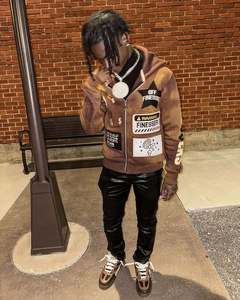 ชุดเสื้อครอปปักลายสำหรับผู้ชายกางเกงสเวตเตอร์มีฮู้ดโอเวอร์ไซส์สไตล์สตรีทแวร์ออกแบบได้ตามต้องการ - Product Image 5