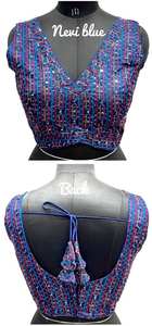 Chemisier à col en V moderne pour mariages Design tissé à la mode Paillettes de multitudes colorées Décoration brodée Motif cousu - Product Image 3