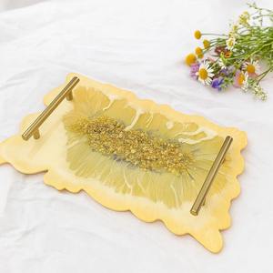 Plateau en résine de haute qualité avec sous-verres, fait main, personnalisable, ensemble de service décoratif pour salon, bureau, salle de séjour, mariage - Product Image 3