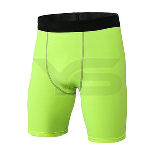 Pantalones cortos de compresión de gimnasio de cintura media para hombre de la mejor calidad, de Spandex Material, decoración de patrón sólido, bolsillos para correr, estilo informal - Product Image 1