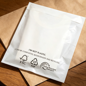 ถุงกระดาษแก้วแบบเป็นมิตรต่อสิ่งแวดล้อม ได้รับการรับรองมาตรฐาน GRS รีไซเคิลได้ ย่อยสลายได้ทางชีวภาพ บรรจุภัณฑ์พิมพ์ลายเคลือบแว็กซ์สำหรับเสื้อผ้าเครื่องแต่งกาย - Product Image 1