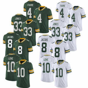 Maillots Green Bay 10 JD Love 8 Josh Jacobs 4 Brett Favre 33 Aaron Jones Cousus Respirants 100% Polyester Grandes Tailles Adultes - Product Image 3