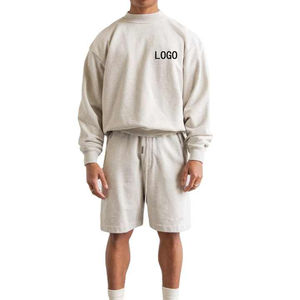 Vente en gros 100% ensemble sweatshirts et short coupe ample en coton pour hommes dernier style ensemble haut et short en polaire de couleur unie - Product Image 3