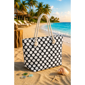 Bolsa de Playa Blanca con Diseño de Puntos - Product Image 1